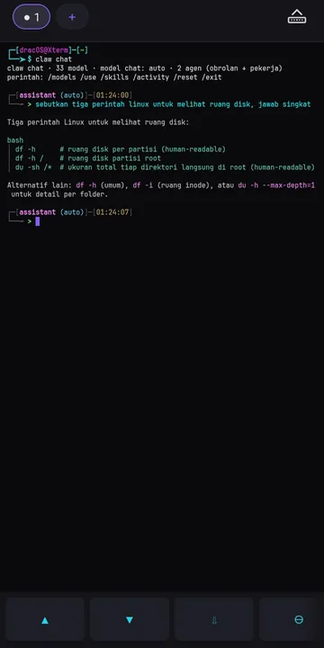 claw chat answering a question in dracxterm